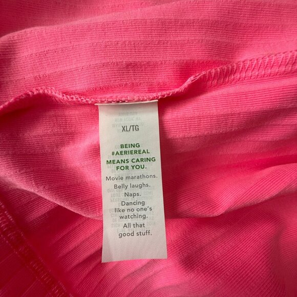 Women's XL Aerie Neon Pink Open Back Summer Dress Wide Ribbed - Picture 7 of 8